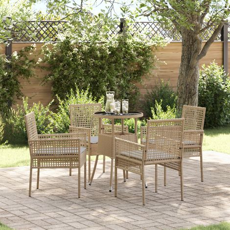 5-tlg. Garten-Essgruppe Beige Poly Rattan vidaXL494319 (1/5)