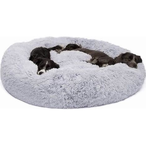 1 Panier pour chien, tissu en peluche très doux, coton PP gris, diamètre 50cm, épaisseur 20cm, pour chat et animaux