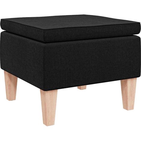 vidaXL Taburete con patas de madera tapizado tejido negro (1/2)