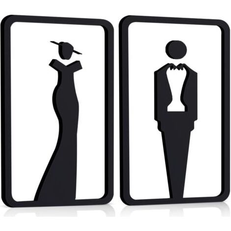 BUNTHAUS 2 panneau Noir D'Identification de Toilettes Autocollant pour Toilettes pour Dames et Messieurs Panneau de Porte en Forme D'Homme et Femme Magasin Parking Restaurant (1/5)