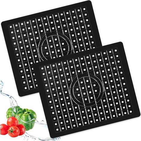 Tappetino per lavello - Rivestimento in gomma per lavello - Salvaspazio - Nero - Tappetino drenante - Adatto per cucine - 31x26 cm (1/5)