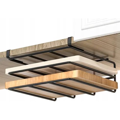 Hängendes Metallregal für Schneidebretter, schwarz, für die Küche (1/5)