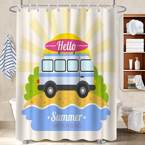 Rideau de bain imprimé polyester 180x180 Étanche bâche polyester douche pour une petite salle de bain (1/5)