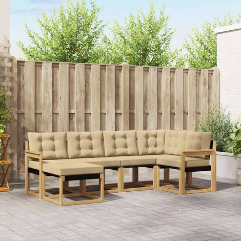Set di divani da esterno con cuscino 6 pcs Bianco e Beige vidaXL (1/5)