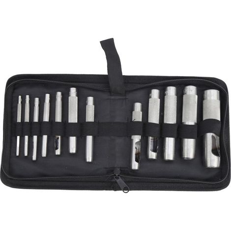 Lot de 12 poinçons manuels en acier carbone pour ceinture en cuir, perforateur de trous de 3 à 19 mm, outils de quincaillerie (1/5)