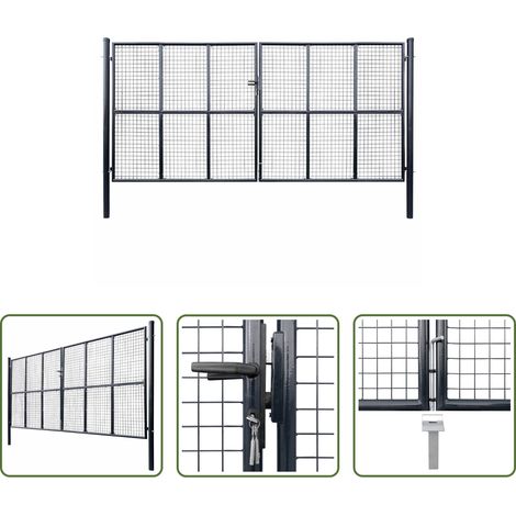 vidaXL Verzinkter Stahl - Maschen-Gartentor verzinkter Stahl 400 x 175 cm Grau (1/5)