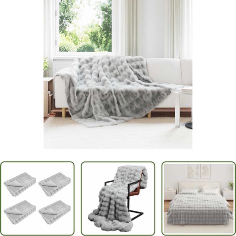 Kunstfell Decke - Rutschfeste Kunstfell Decke Olite 4 pcs Grau 220 x 240 cm (1/5)