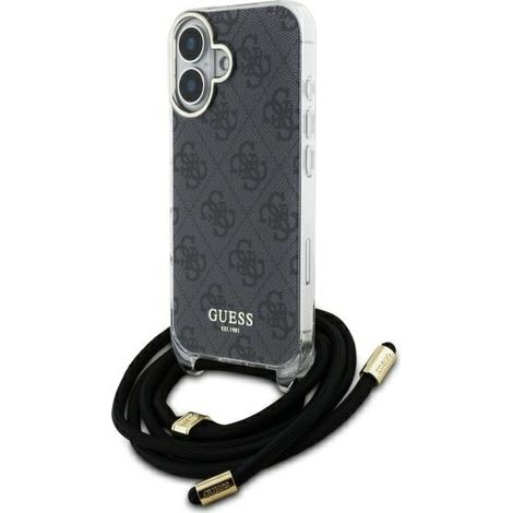 Funda rígida negra Guess GUHCP16SHC4SEK para iPhone 16 de 6,1 pulgadas, con correa cruzada y 4G. (1/5)