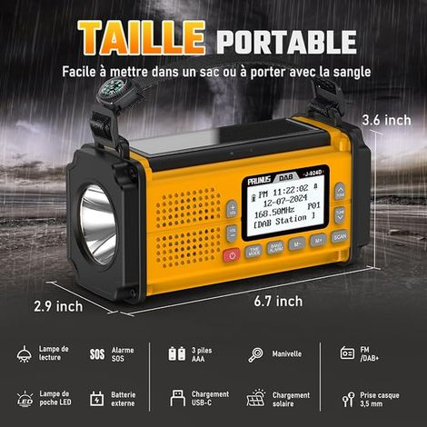 Radio Dab+/FM Portable, Radio de Survie Dynamo Solaire (1/3)