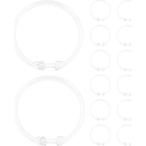 Anneaux de rideau de douche transparents avec boutons-pression, paquet de 15 (1/5)