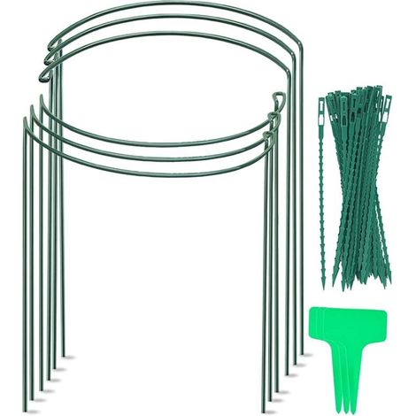 Tuteurs de jardin, lot de 6 tuteurs métalliques demi-ronds pour plantes de jardin, anneaux de support pour plantes de jardin, supports pour plantes de jardin (1/5)