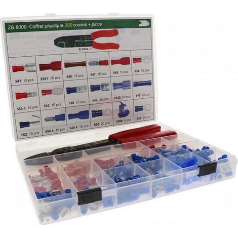 Assortiment - de 300 cosses electriques isolees et 1 pince a sertir (1/2)