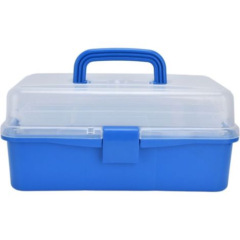 Plastic storage box, toolbox with ergonomic handle, multifunctional anti-theft design, 3-layer tool organizer for craft supplies and components (1/5)