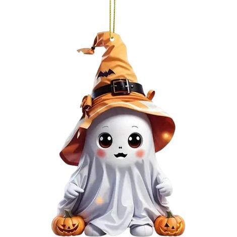 Décoration de voiture d'Halloween : pendentif fantôme mignon en acrylique 2D, ornement d'Halloween (1/5)