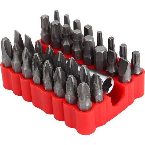 Jeu de 33 embouts de tournevis anti-effraction Torx étoilé 1/4" 6,35mm, clés hexagonales de sécurité, kit de visserie inviolable (1/5)