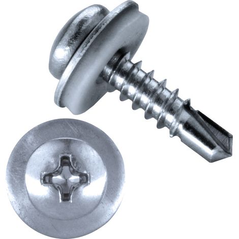 GOEBEL - 500 x Vis Autoforeuse-Tête Cylindrique Bombée 4,2 x 13 mm Acier Zingué - EPDM Disque DIN7504 M - 4110342130 (1/5)