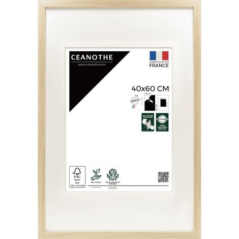 Cadre Photo Brut 40x60 cm et 60x40 cm, passe-partout intégré – Convient au  - Effet caisse – Cadre Photo Milan en Résine Recyclée - Fabriqué en France - Verre acrylique Incassable