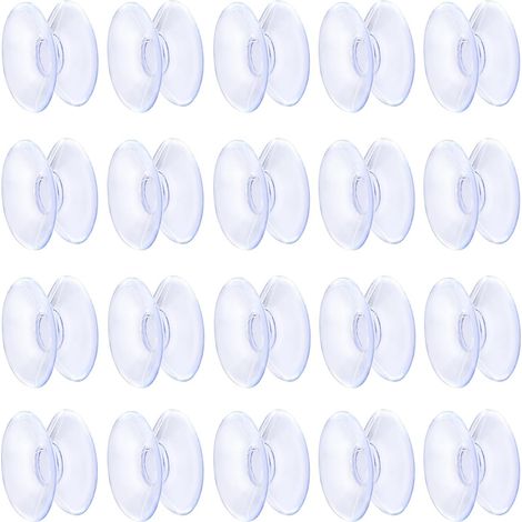 Ventosas de doble cara de 2 cm - Ventosas de PVC transparente para espejos de mesa de cristal - Paquete de 20