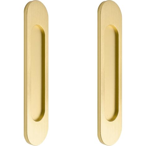 Juego de 2 tiradores ovalados autoadhesivos para puertas correderas de armarios, ventanas y puertas correderas (color dorado) (1/5)