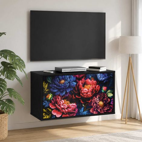 vidaXL Wall-mounted TV Cabinet KIEL 69 x 33 x 40 cm Black Oak (1/5)