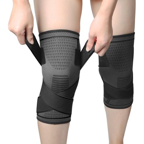 Rodilleras Menisco Y Ligamento, 2 Pack Rodilleras Crossfit para Hombres y Mujeres,Gym, Powerlifting, Baloncesto, Ciclismo, Tenis, Senderismo (1/5)