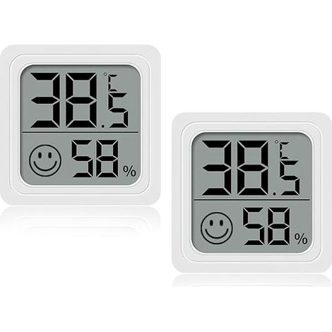 2er-Pack Mini-LCD-Digitalthermometer-Hygrometer für Zuhause, Gewächshaus, Babyzimmer, Büro, Garten, Speisekammer (1/4)