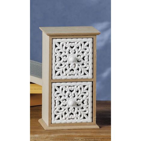 Mobiletto Cassettiera i legno mdf 2 cassetti 12 x 10 x 21 cm (1/2)