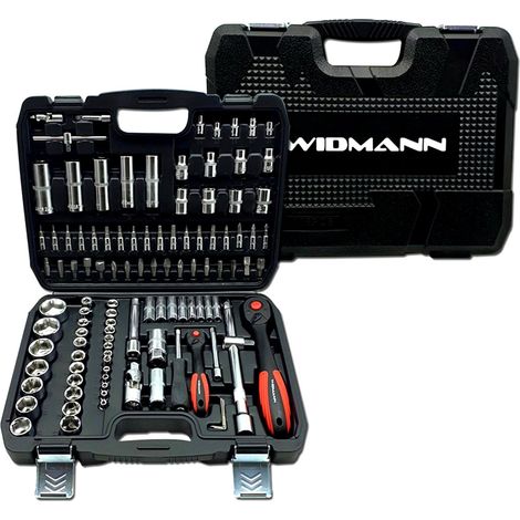 Coffret de Douilles Widmann 108SS socket Professionnelles 108 Pièces - 1/4 "et 1/2", Cliquet à 72 dents, chrome-vanadium (1/4)