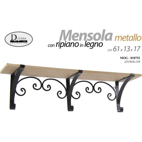 2x Metallregal mit Holzplatte cm 61 x 13 x 17 h