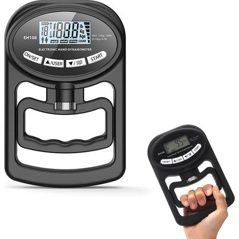 Dinamómetro digital portátil de 120 kg - Dinamómetro de mano - Medidor de fuerza de agarre - Dinamómetro digital - Negro - 120 kg (1/5)