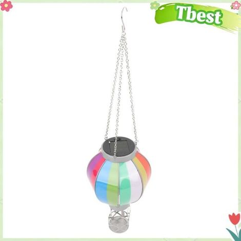 Tbest Lanterne solaire de montgolfière Lanterne Solaire en Montgolfière avec un Bougeoir, Lampe Extérieure de jardin gazon (1/5)