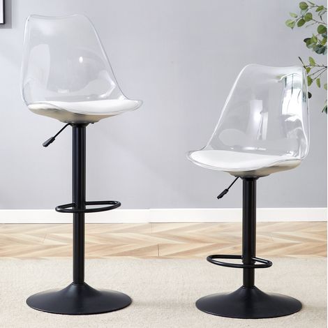 Taburete de bar 45,7 x 53,3 x 120 cm de metal y plástico negro, compacto, FloraGrace (1/5)