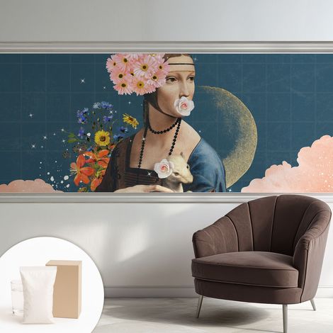 Tapete Dekorative Vliestapete mit Klebe für Wand - Mustertapete - moderne Einrichtung - für Büro Blumige Eleganz 250x104 cm (1/5)