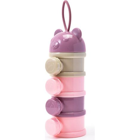 Distributeur de lait en poudre portable 4 couches grande capacité ouverture latérale pour bébé collations sans odeur violet (1/5)