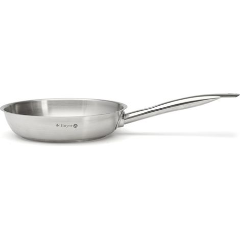 Poêle à frire 24 cm inox AISI 304 – Fond sandwich compatible induction – Queue tube inox soudée – Finition satinée poli brossé – De Buyer