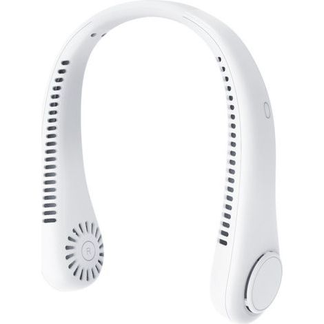 Ventilador de cuello portátil, ventilador USB con batería de 1200 mAh, ventilador sin aspas manos libres, 3 velocidades, ventilador silencioso ajustable de 360° para oficina, hogar y viajes (blanco) (1/5)