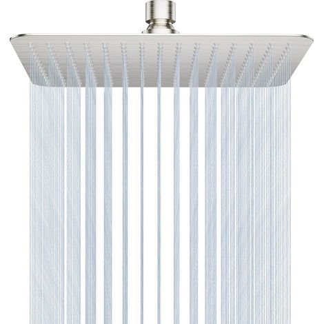 Cabezal de ducha cuadrado antical e impermeable, tipo lluvia, de acero inoxidable de alta presión, fácil de instalar y limpiar, 20 x 20 cm (8 pulgadas).