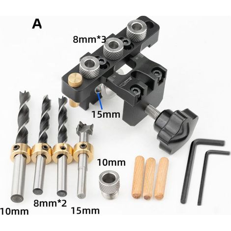 Guide de perçage 3 en 1 pour bois Gabarit positionneur + poinçon aluminium (815 mm) Outil menuiserie réglable (1/4)
