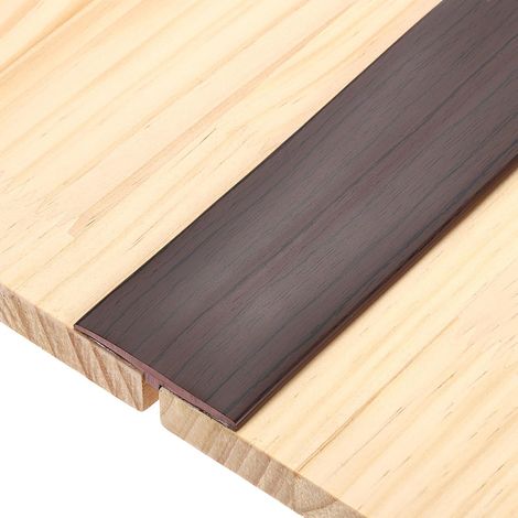 Profilés de transition en T, 2 m x 5 cm (L x l) séparateur plat pour sol en PVC bande auto-adhésive bordure en vinyle pour jointurer les écarts de sol portes, noyer noir. (1/5)