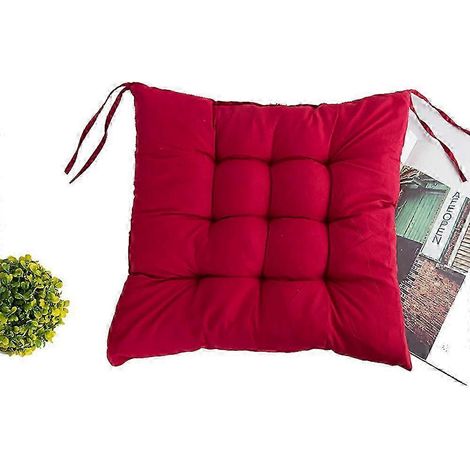 Lot de 2 coussins de chaise rouges (40 x 40 x 6 cm) - coussins d'assise pour chaises de jardin, de cuisine ou de salle à manger - coussins de chaise confortables SZRH AC (1/5)