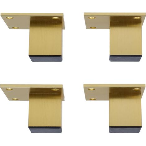 Lot de 4 pieds de meubles en métal 6 cm – Alliage d'aluminium or brossé – Hauteur 60 mm – Installation rapide avec vis fournies (1/5)