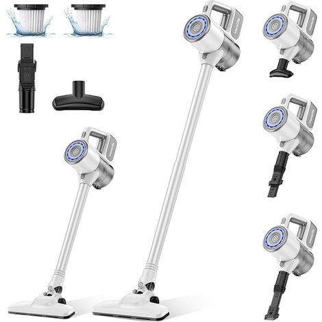 Aspirateur Aspirateur Aspirateur Balai sans Fil sans Fil avec Min Autonomie en Aspirateur Balai sans Sac pour Les Poils d’Animaux Tapis Sols Blanc Laiteux (1/5)