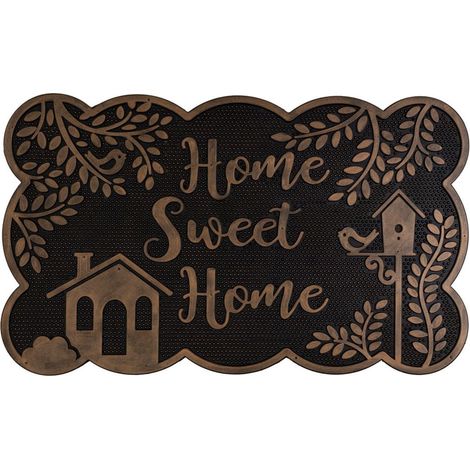 Paillasson home sweet home en Gomme noir et cuivre - 75 x 45 cm (1/3)