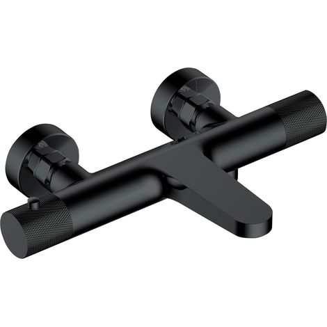 RAK Amalfi Matt Black Wall Mounted Exposed Bath Shower Mixer Tap - RAKAMA3009B (1/2)