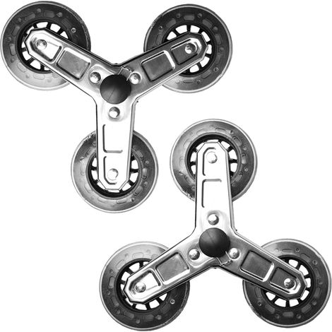 Lot de 2 roues triangulaires de rechange en acier inoxydable : roues de chariot de courses triangulaires avec boucle, roue de rechange lisse et silencieuse pour escaliers pour meubles, linge (1/5)