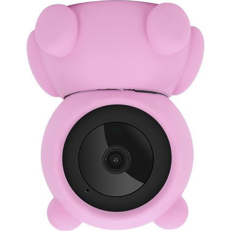 Caméra PTZ WiFi 1080p, design ours rose, visualisation à distance, vision nocturne, audio bidirectionnel, sécurité domestique, vidéosurveillance, prise 100-240 V.