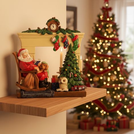 Scenario natalizio con Babbo Natale sulla sedia accanto al camino, da 27 x h 28,5 cm (1/4)