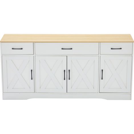 Buffet blanc moderne, meuble multifonction en bois, meuble pour salon et salle à manger, buffet blanc décoratif (1/5)
