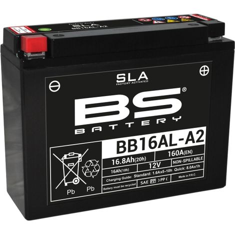 Batterie BS BB16AL-A2 (FA) (YB16ALA2) 12V 16AH 205X71X164 SANS ENTRETIEN - À INOXYDABLE (160A) (4)