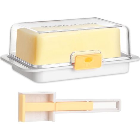 Beurrier en (Blanc) Avec Cuillère Boîte à Beurre , Résistante à la Chaleur, Design Rectangulaire, Avec Fermeture à Clip (1/5)